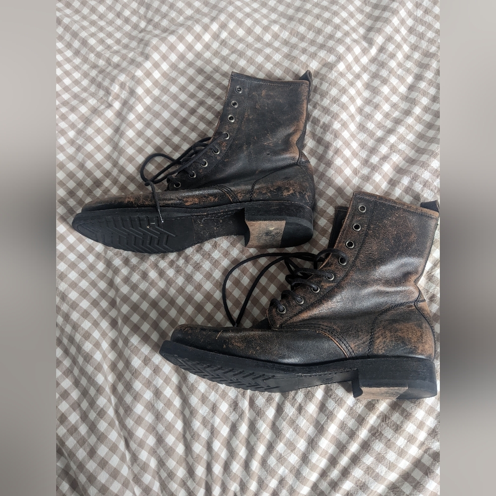 Frye Distressed Lace Up Boots
